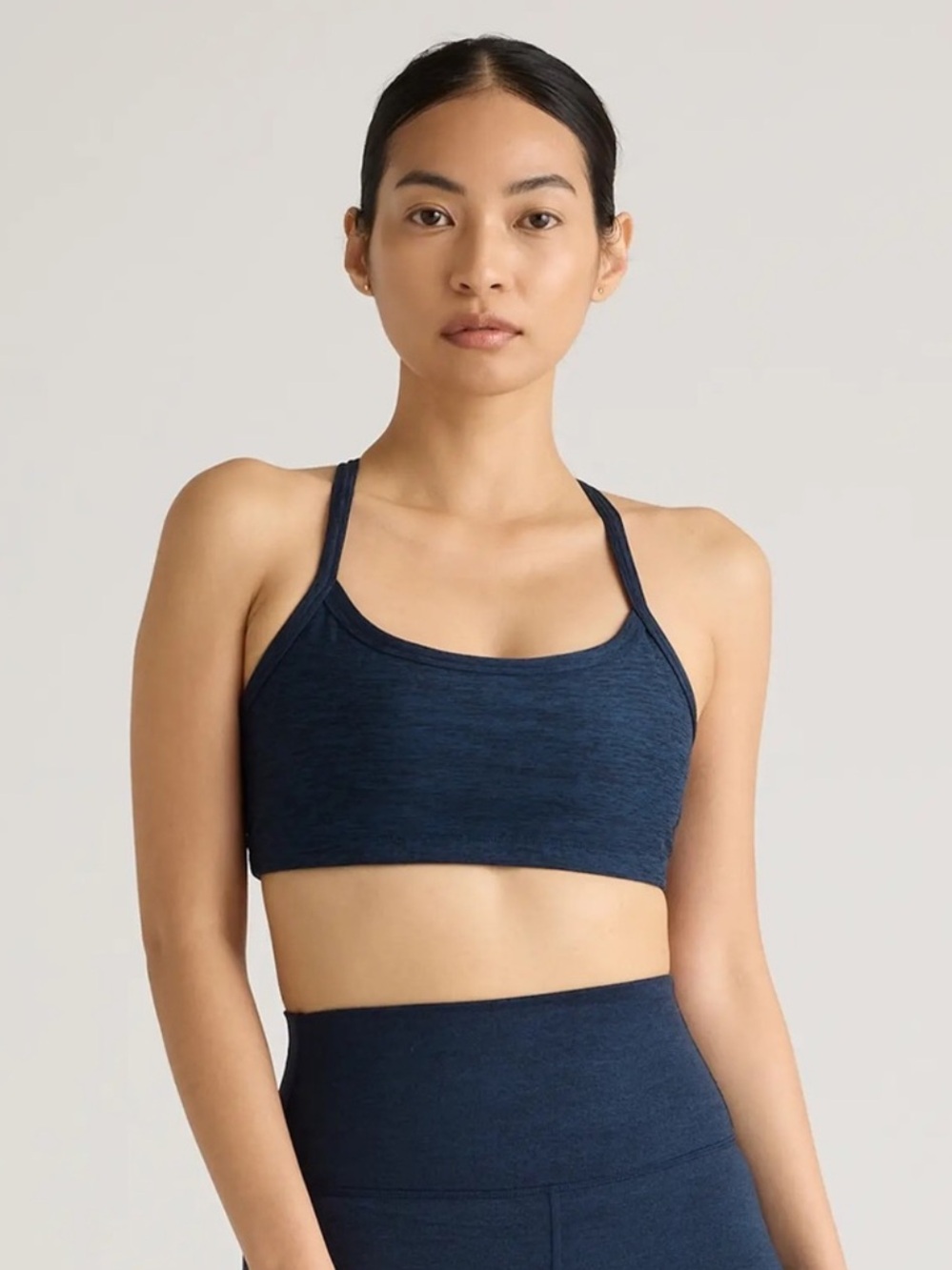 NWT QUINCE Ultra-Soft Scoop Neck Racerback Bra XS Heather Navy 0251